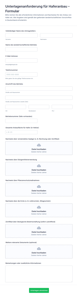 Dokumentanforderung Für Die Teilnahme An OATS Formular
