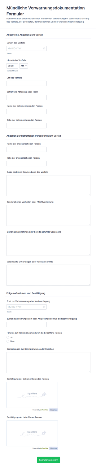 Dokumentation Zur Mündlichen Abmahnung
