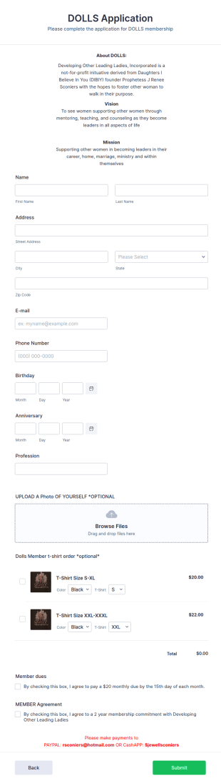 Women Support Group Membership Application Form Template