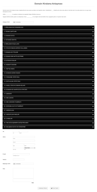 Domain Kiralama Başvuru Form Şablonu
