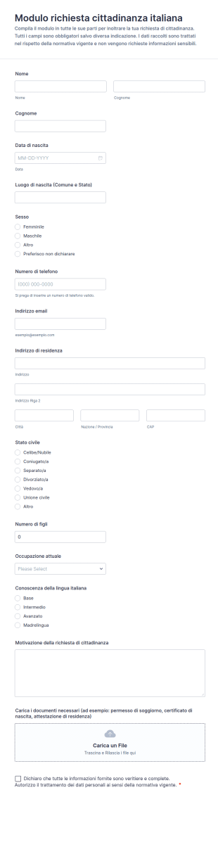 Domanda Di Cittadinanza Form