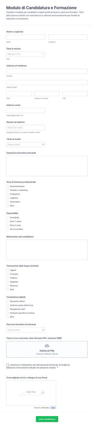 Domanda Di Formazione E Lavoro