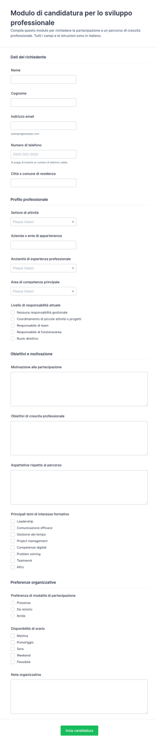 Domanda Di Formazione Professionale