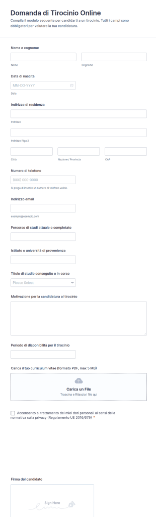 Domanda Di Tirocinio Online