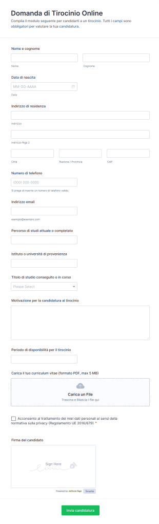 Domanda Di Tirocinio Online