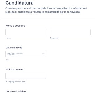 Domanda Per Coinquilino Modulo Di Candidatura
