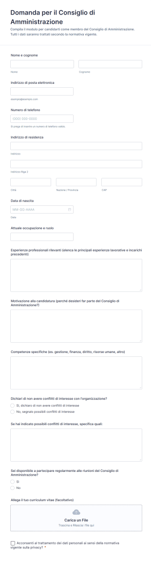 Domanda Per Il Consiglio Di Amministrazione