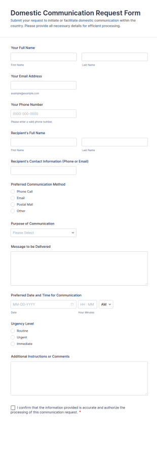Domestic Communication Request Form Template