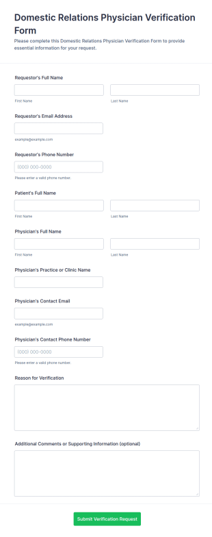 Domestic Relations Physician Verification Form Template