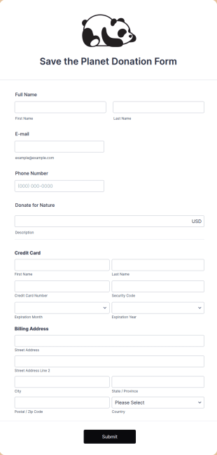Donate For Nature Form Template