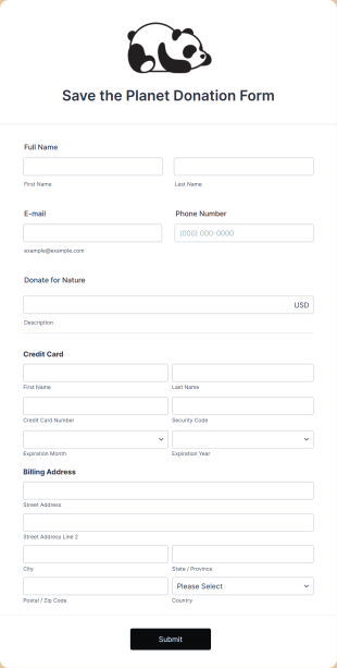 Donate For Nature Form Template