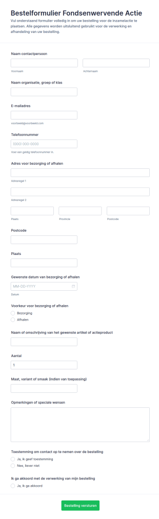 Donatiebestelling Form