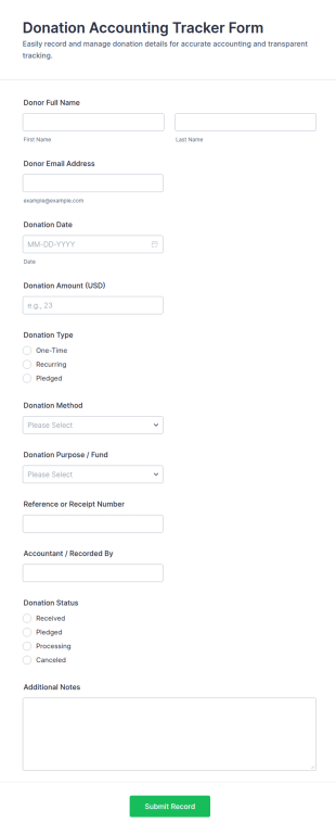 Donation Accounting Tracker Form Template