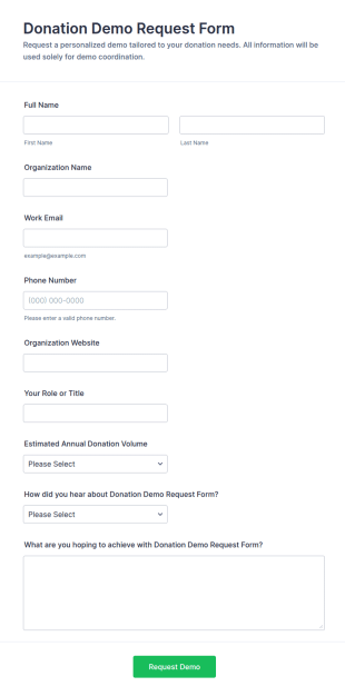 Donation Demo Request Form Template
