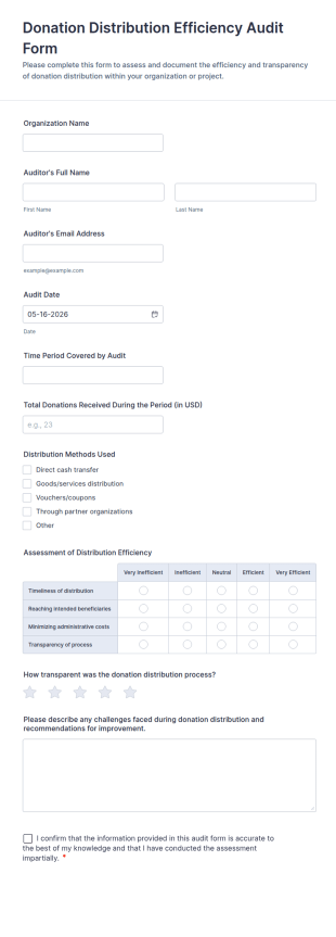 Donation Distribution Efficiency Audit Form Template