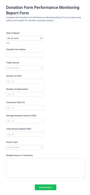 Donation Form Performance Monitoring Report