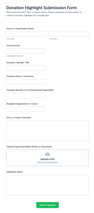 Donation Highlight Submission Form Template