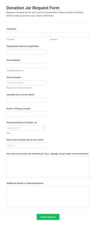 Donation Jar Request Form Template