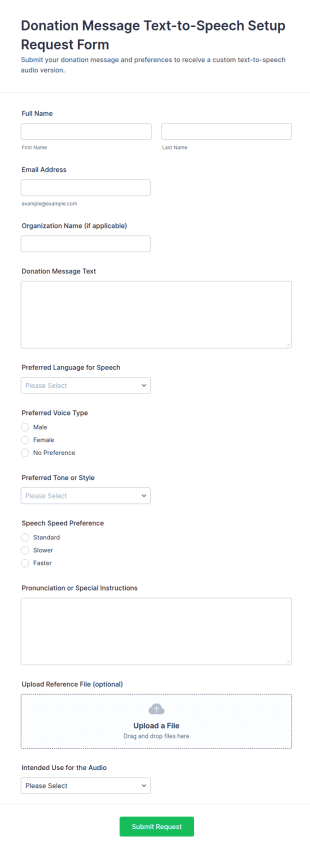 Donation Message Text To Speech Setup Request Form Template