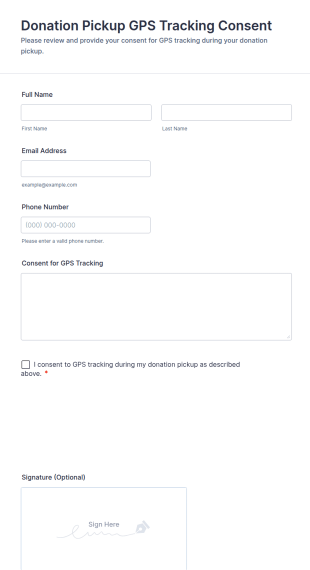 Donation Pickup GPS Tracking Consent Form Template