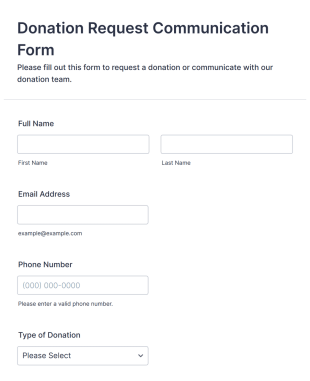 Donation Request Communication Form Template