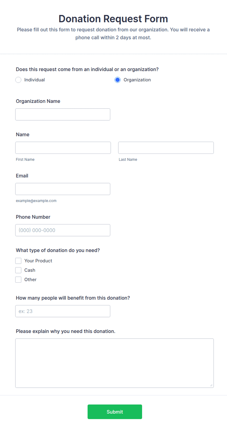 Donation Request Form Template Jotform