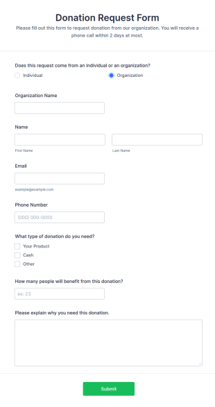 Donation Request Form Template