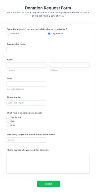 Donation Request Form Template