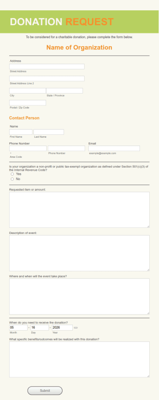 Contribution Request Form Template