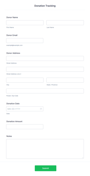 Donation Tracking Form Template