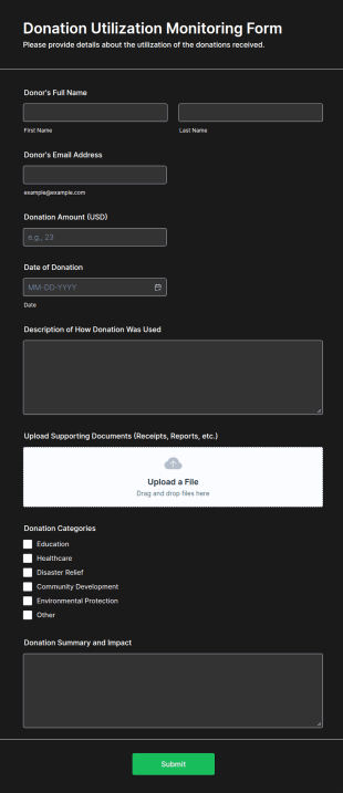 Donation Utilization Monitoring Form Template