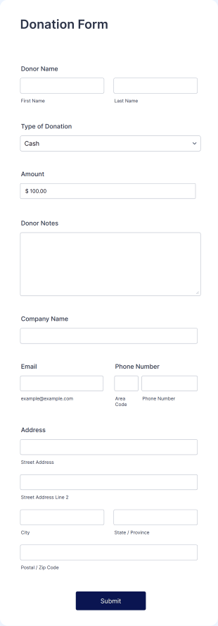 Quick Donation Form Template