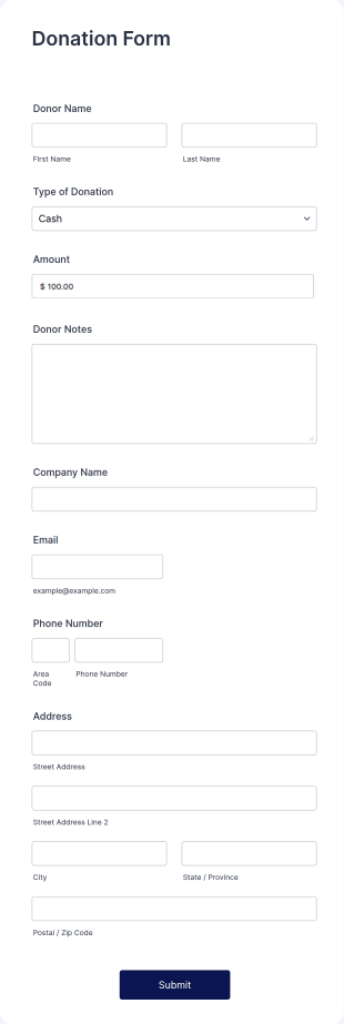Quick Donation Form Template