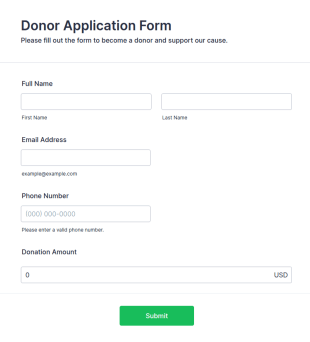 Donor Application Form Template