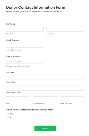 Donor Contact Information Form Template
