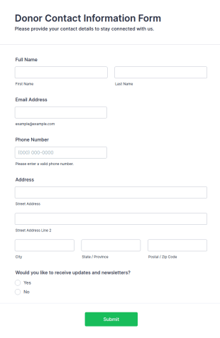 Donor Contact Information Form Template