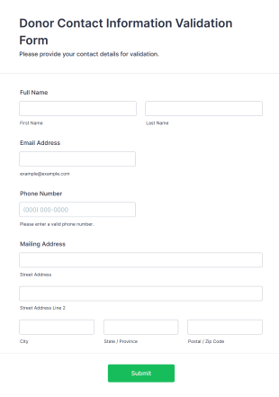 Donor Contact Information Validation Form Template