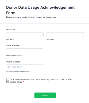 Donor Data Usage Acknowledgement Form Template