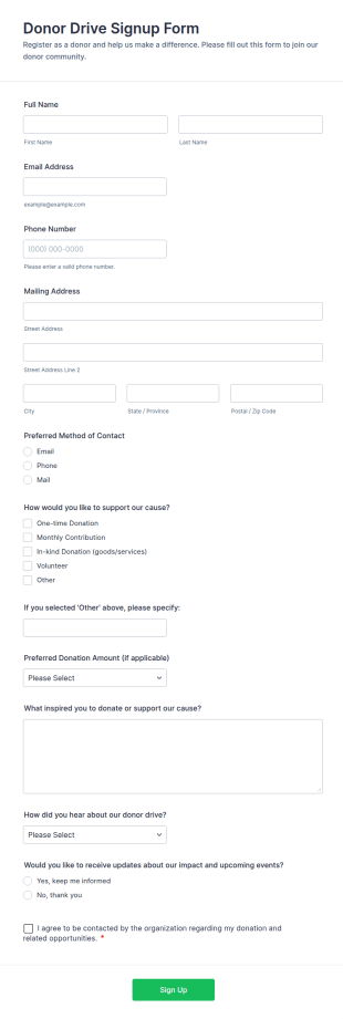 Donor Drive Signup Form Template