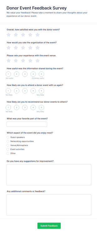 Donor Event Feedback Survey Form Template