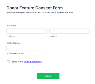 Donor Feature Consent Form Form Template