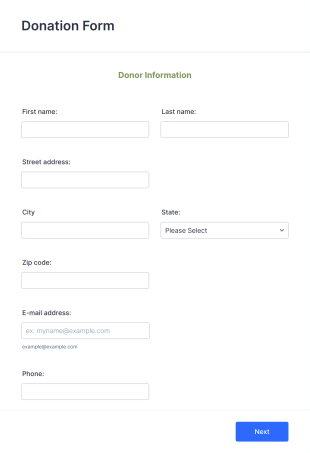 Donor Information Form Template