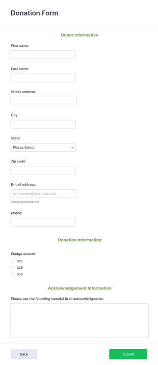 Donor Information Form Template