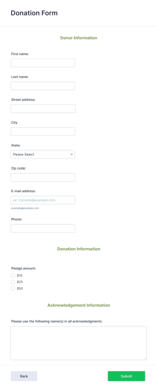 Donor Information Form Template