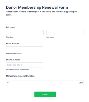 Donor Membership Renewal Form Template