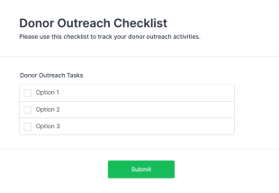 Donor Outreach Checklist Form Template