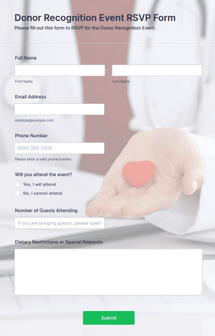 Donor Recognition Event RSVP Form Template