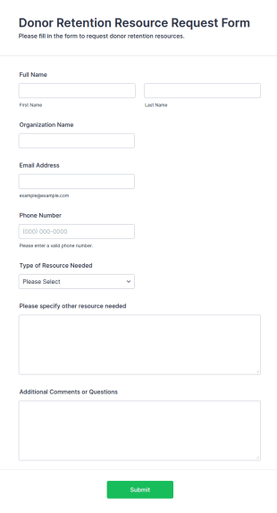 Donor Retention Resource Request Form Template
