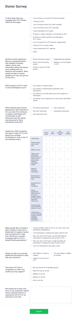 Donor Survey Form Template