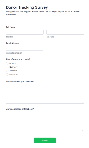 Donor Tracking Survey Form Template